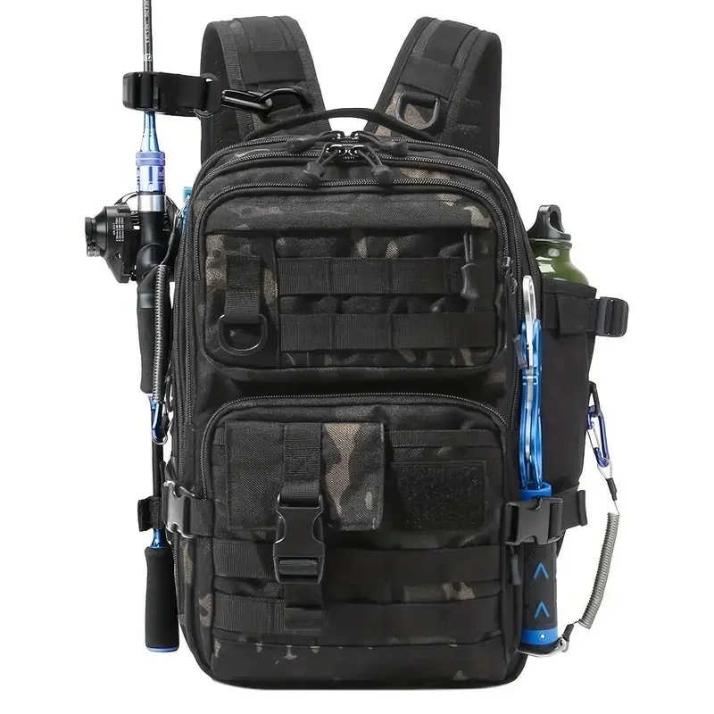 Fishing Equipment Bag - 1000D ナイロン防水釣りバックパック釣具収納袋ダブルショルダースリングバッグ屋外釣り狩猟ハイキング