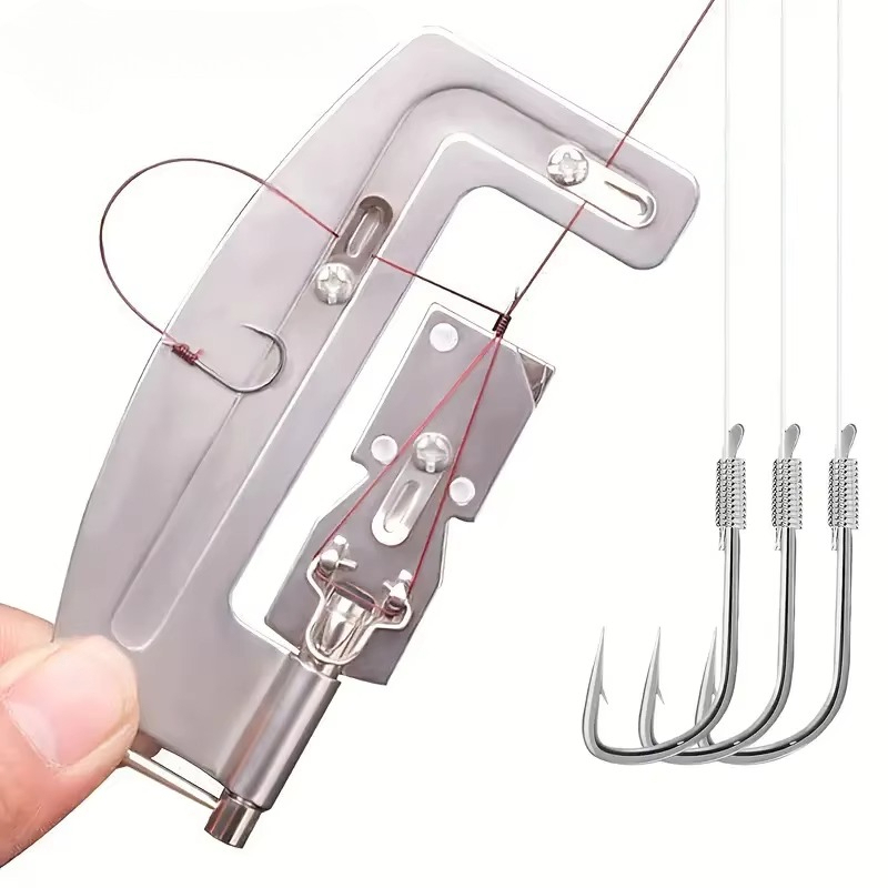 Fishing Equipment Carp - ステンレス製、半自動式釣り針結び器、素早い針結びが可能な釣り用具、携帯用釣りアクセサリー、釣り糸結び器。