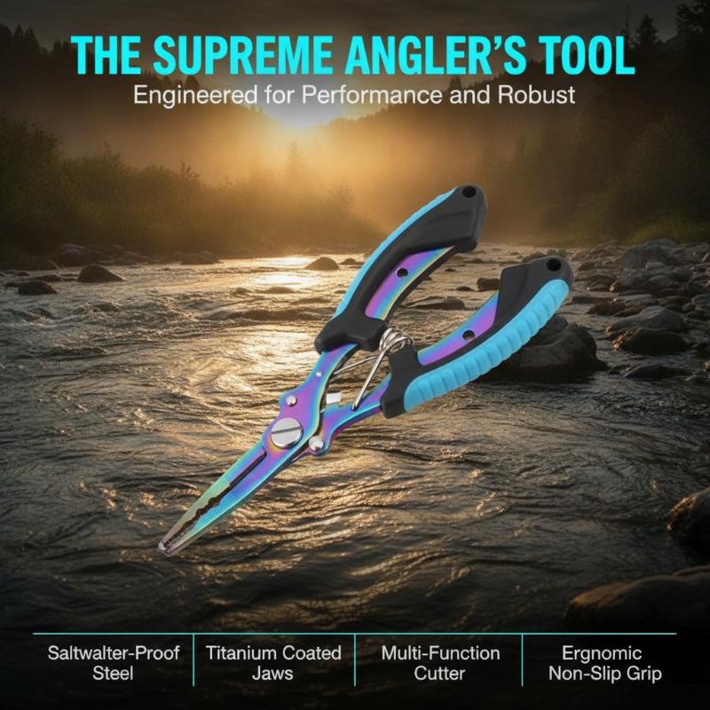 Fishing Equipment Cheap - 1個入り 多機能釣り用プライヤー、ステンレス製、チタンカラー、鷲のくちばし型、魚の把持用、フックの取り付け・取り外し用。
