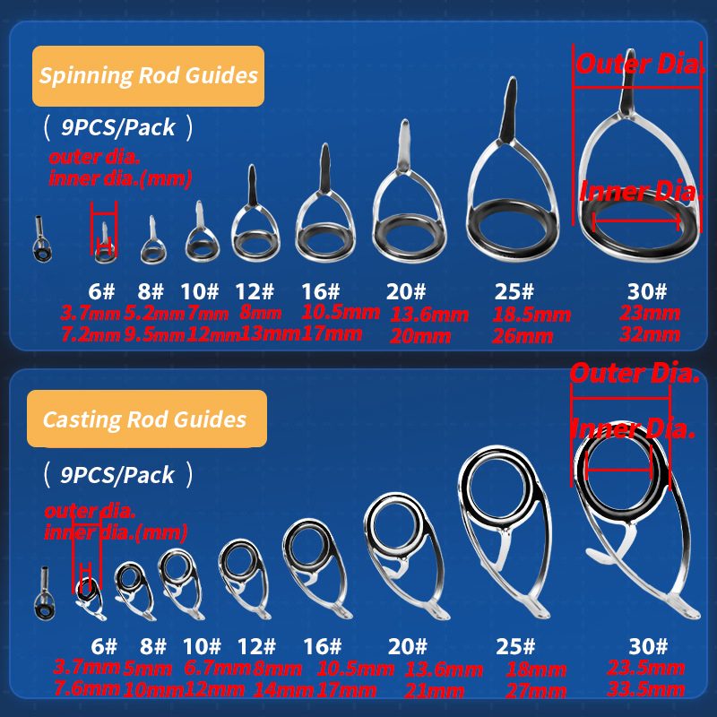 釣り竿用セラミックリング修理キット,9ユニット - Fishing Equipment Cheap のレビューと価格